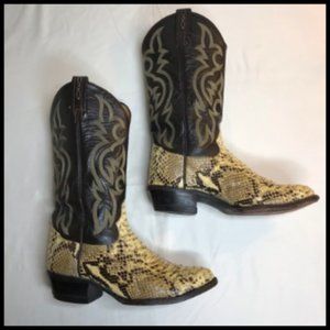 Tony Lama Vintage Natural Python Western Stitching Boots Style #8114 Size 7.5 D